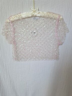 NWT Hot & Delicious Sheer Pink Pearl-Studded Crop Top
